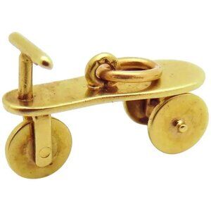 Vintage 14K Gold Sloan & Co. 3D Movable Kick Scooter Charm 1930s